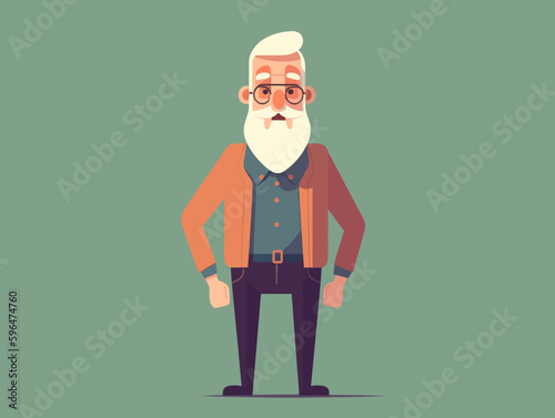 Unhappy old sad man. Worried about money. Vector Cartoon illustration. Confused mature grandfather frustrated struggle