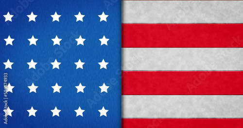 Composition of white stars and red stripes on blue and white background