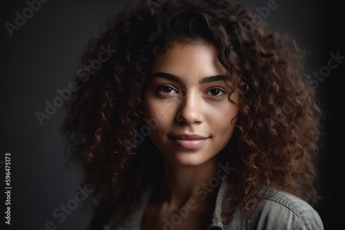 happy young woman or teenager girl, happy smile. Generative AI