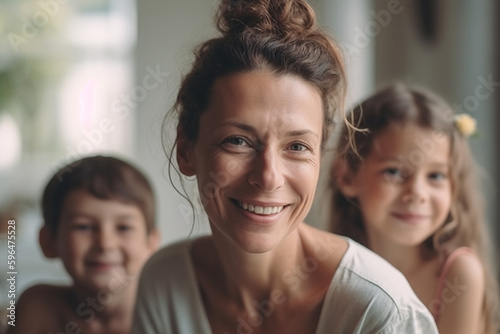 mature woman mother with so...