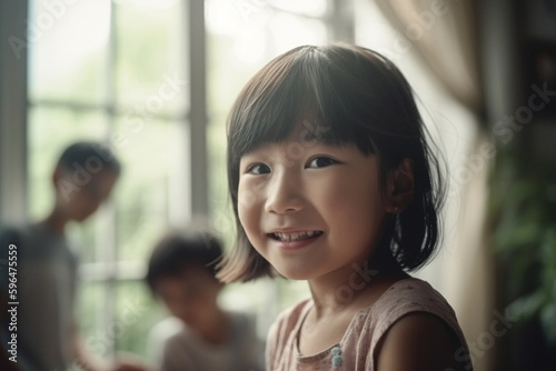 young child girl with two b...