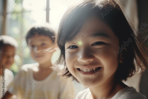 young child girl with two b...
