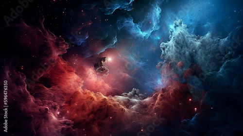 Space nebula night gallaxy illustration. Cosmos universe astronomy. Generative AI