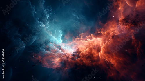 Space nebula night gallaxy illustration. Cosmos universe astronomy. Generative AI © Aram
