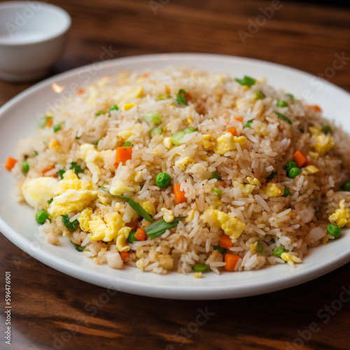 A plate of fried rice generative AI