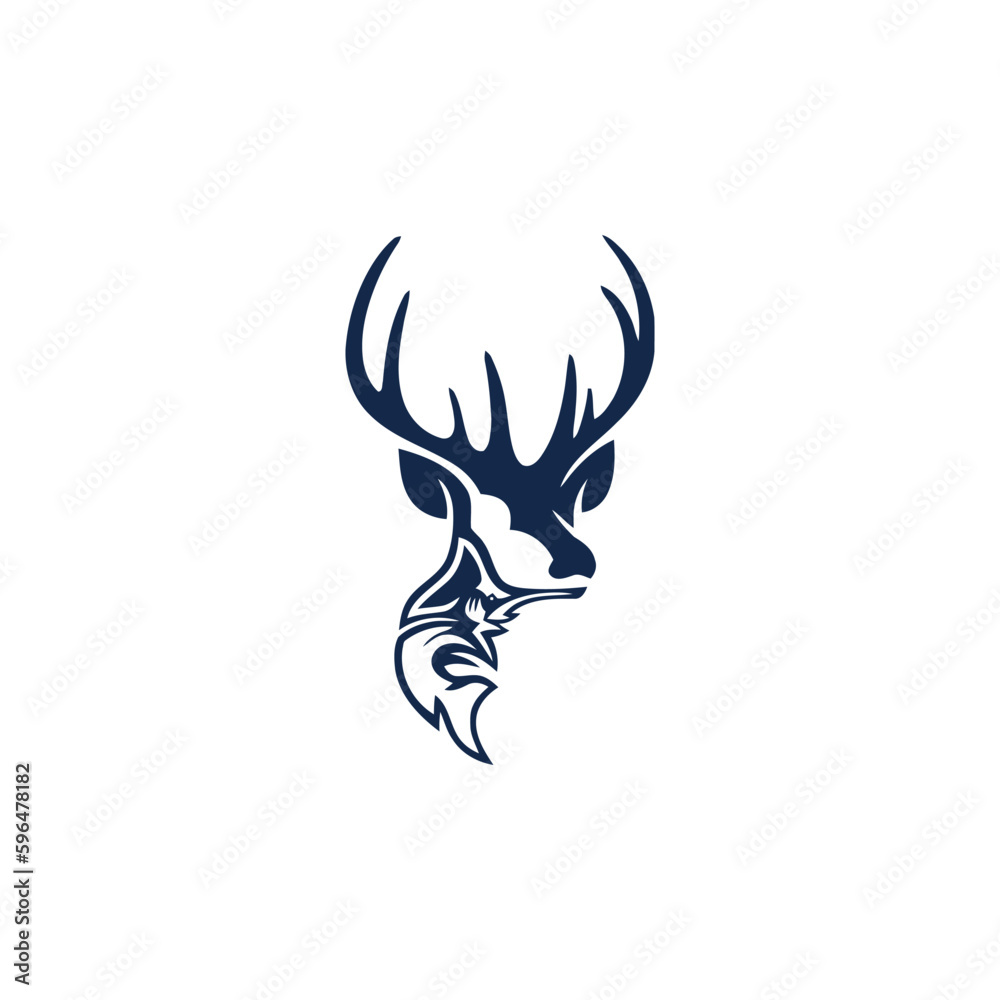 hunting Deer and fish minimalist logo design hunting Deer and fish minimalist logo design
