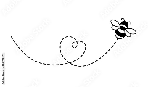 Flying bee with heart trail icon. Clipart image isolated on white background
