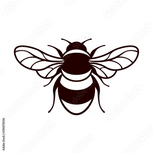 Honey bee black and white icon. Clipart image isolated on white background
