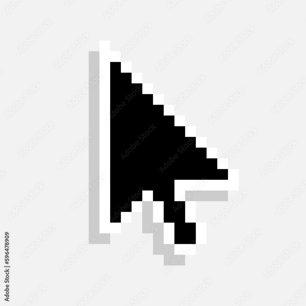 Pixel arrow mouse cursor black icon. Clipart image isolated on white background