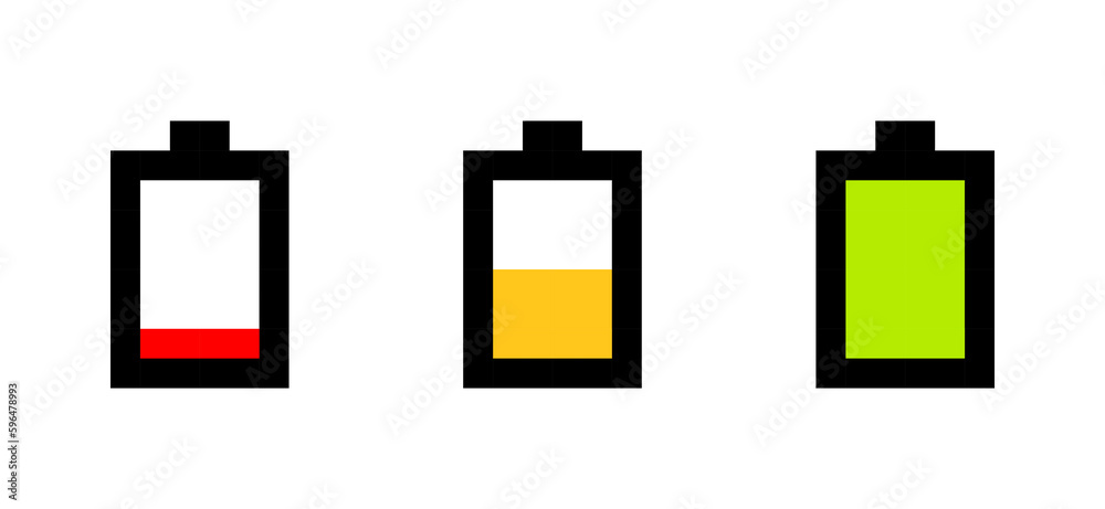 Pixel battery icon. Clipart image isolated on white background Pixel battery icon. Clipart image isolated on white background