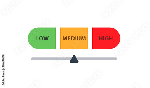 Low Medium High priority bar icon. Clipart image isolated on white background