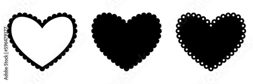 Scalloped heart shape set. Clipart image isolated on white background