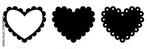 Scalloped heart shape set. Clipart image isolated on white background