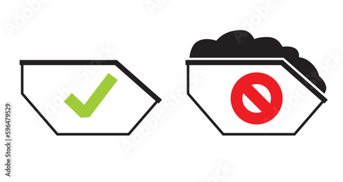 Empty and full skip bin pictogram icon. Clipart image isolated on white background