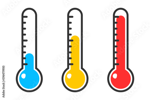 Cold Warm Hot Weather Thermometer icon. Clipart image isolated on white background