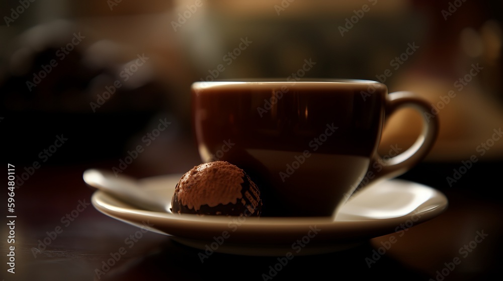 Americano with a chocolate truffle on the side Americano with a chocolate truffle on the side