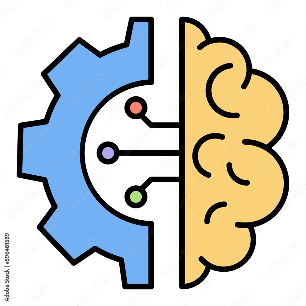 Artificial Brain Line Color Icon Artificial Brain Line Color Icon