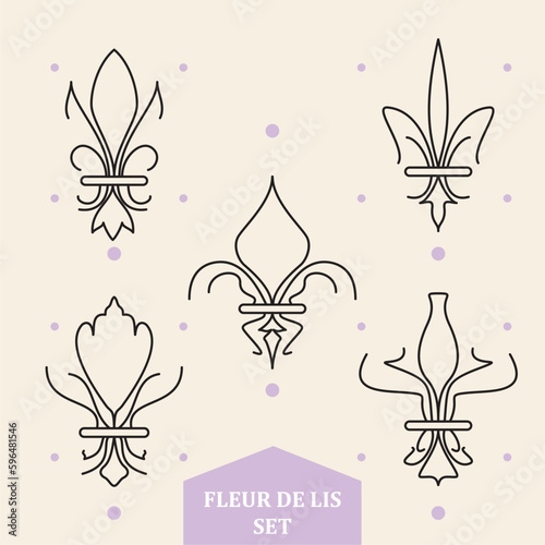 Set of abstract lys flower symbols icons Vector