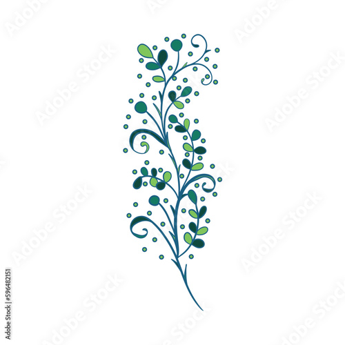 Green sprig of rosemary cartoon style  isolated vector icon. Graphic element for packaging  logo  for rosemary products.