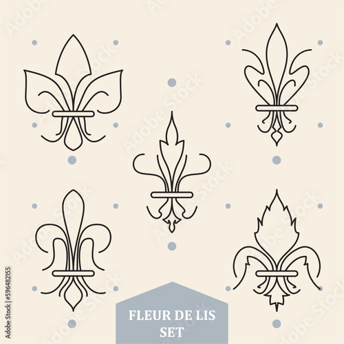 Set of abstract lys flower symbols icons Vector