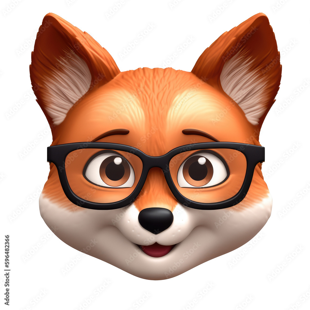 Obraz premium Memoji fox on transparent background. PNG, ai