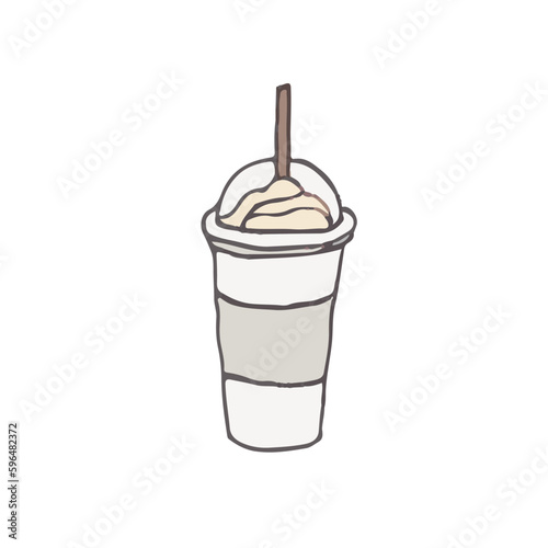 Coffee Frappe, cartoon drawing style vector illustration