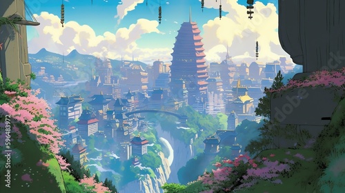 Nestled deep within the mist-shrouded valleys of ancient Asia lies a magical city known as the City of Whispering Lanterns. 