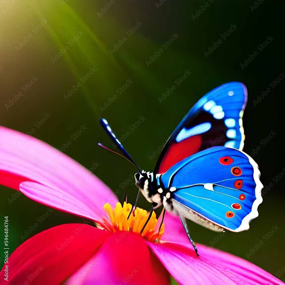 Obraz premium Borboleta azul na flor