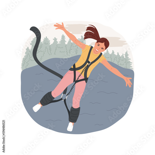Bungee jumping isolated cartoon vector illustration. Excited teenager jumping on rope from great height, bungee jumping dream, extreme sport, active lifestyle, adrenaline rush vector cartoon.