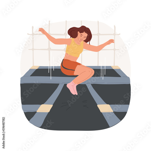 Jumping skills isolated cartoon vector illustration. Teenage girl honing her jumping skills, learning acrobatics, extreme sport, trampoline park, active lifestyle, somersault vector cartoon.