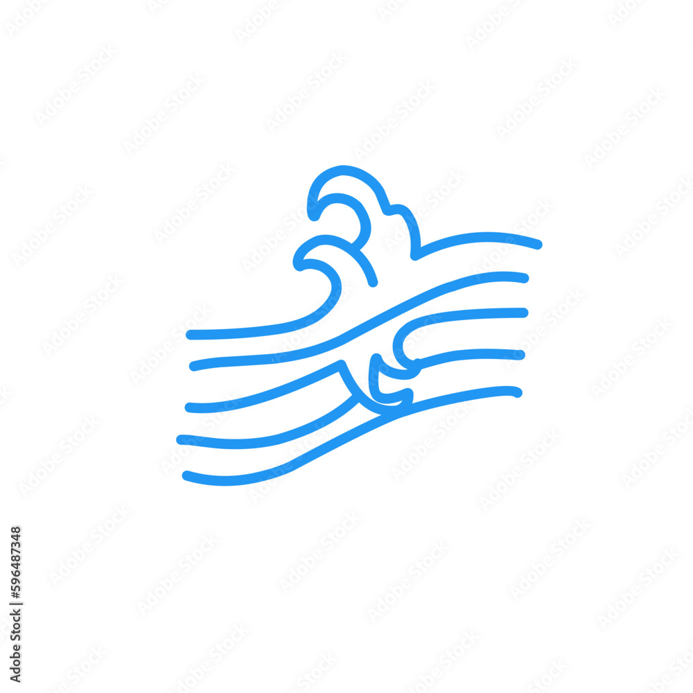 Blue oriental wave illustration
