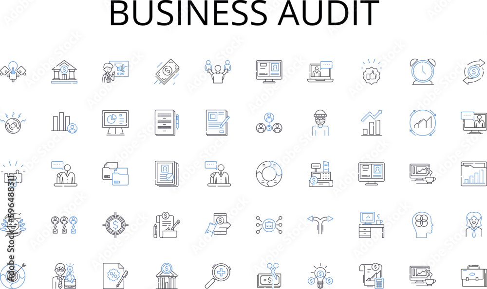 Business audit line icons collection. Inventive, Creative, Visionary, Pier, Trailblazer, Maverick, Disruptive vector and linear illustration. Risk-taker,Ambitious,Resilient outline signs Generative AI
