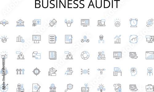 Business audit line icons collection. Inventive, Creative, Visionary, Pier, Trailblazer, Maverick, Disruptive vector and linear illustration. Risk-taker,Ambitious,Resilient outline signs Generative AI photo