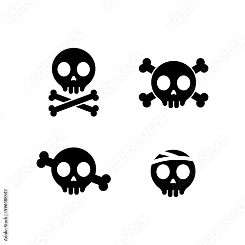 set of cute human skull icon illustration vector, pirate symbol