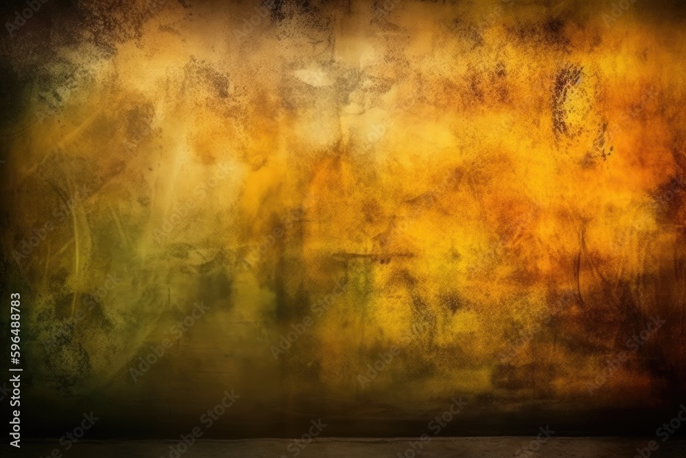worn and weathered textured wall with warm yellow and orange tones. Generative AI