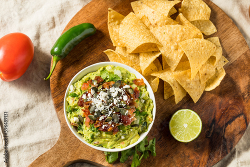 Homemade Gourmet Fancy Guacamole with Toppings photo