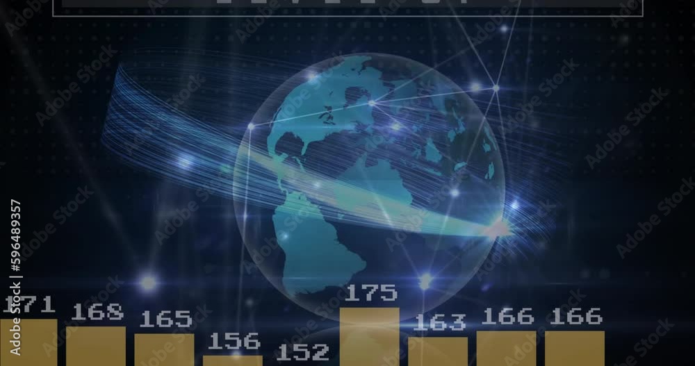Animation of globe, connections and data processing Animation of globe, connections and data processing