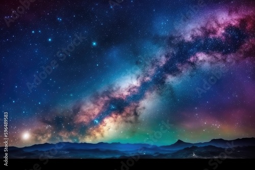 breathtaking view of the Milky Way galaxy and a starry night sky. Generative AI