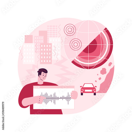 Seismology abstract concept vector illustration. Seismic waves study, seismology course, earthquake environmental effect, Earth science, tectonic movement, volcanic activity abstract metaphor.