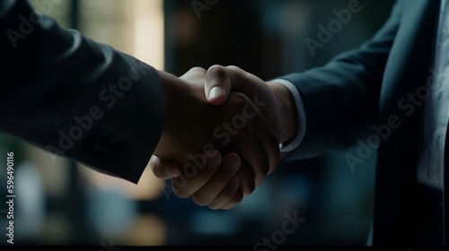 Businessmen do a handshake with a partner, greeting, deal, merger and acquisition, the concept of business collaboration, for business, finance and investment background, teamwork and success