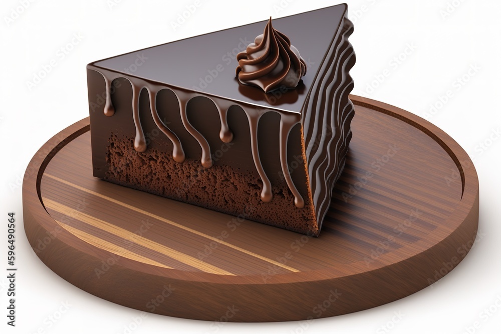 Φωτογραφία A piece of chocolate cake sitting on a wooden board