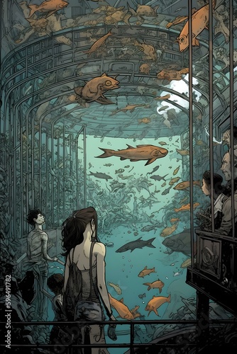 Scifi scifi novel mermaid in a cage -- Generative AI