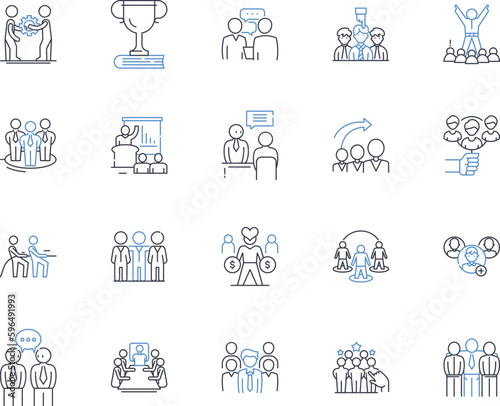 Co-workers line icons collection. Colleagues, Teammates, Associates, Partners, Collaborators, Comrades, Peers vector and linear illustration. Allies,Squad,Staff outline signs set Generative AI