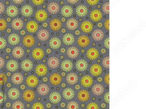 Abstract Yellow Flower Spikes Seamless Repeat Pattern