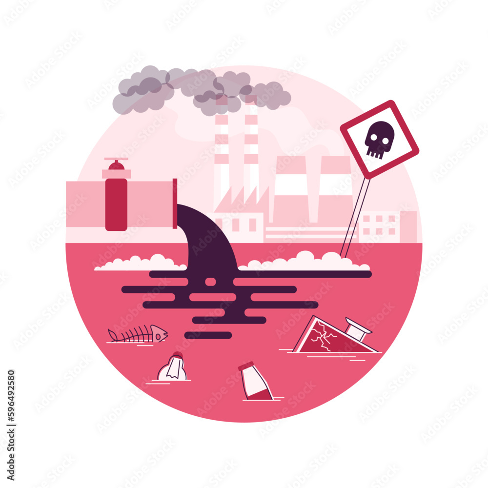 Water pollution abstract concept vector illustration. Water