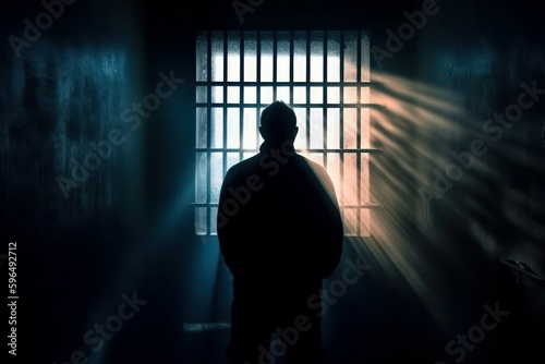 Billede på lærred Hacker in prison cell
