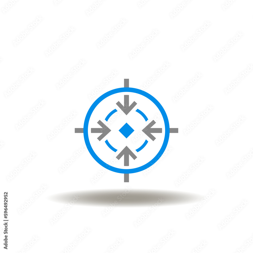 Vector illustration of target. Symbol of aim, goal, purpose. Icon of achievement, accuracy.