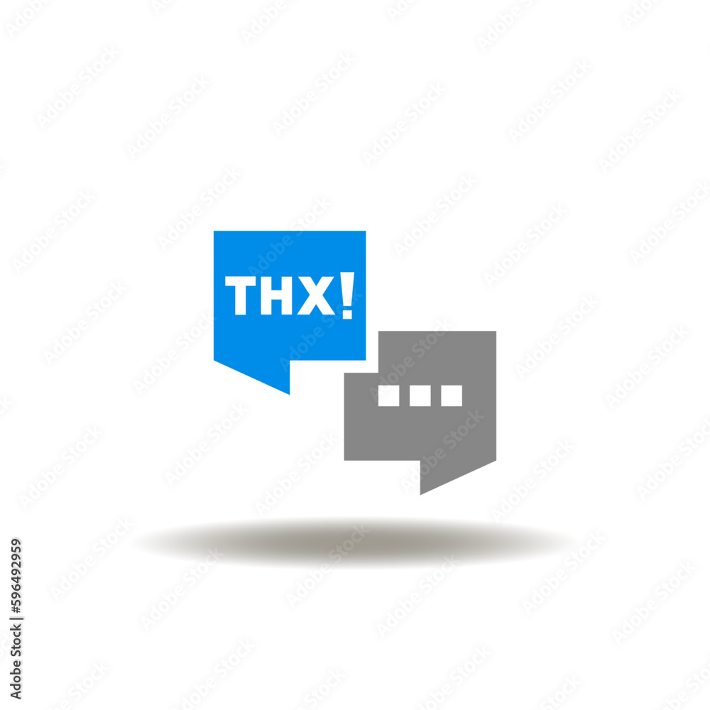 Vector illustration of speech bubble and thx abbreviation. Icon of