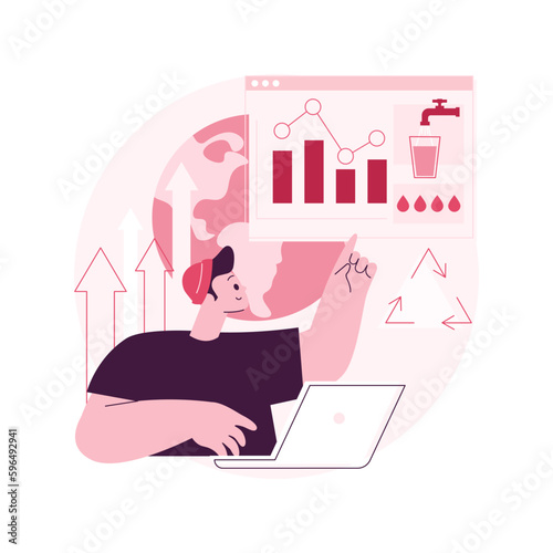 Water consumption abstract concept vector illustration. Water overconsumption, daily intake calculation, environmental information, consumption per household, industrial use abstract metaphor.