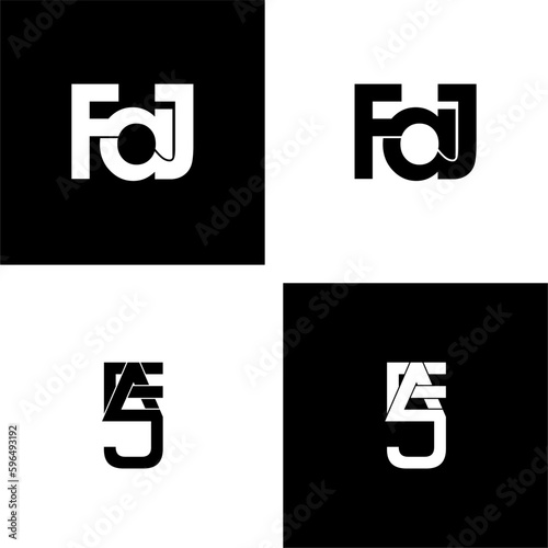 faj lettering initial monogram logo design set photo